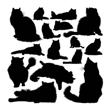 Ragdoll kedi hayvan siluetleri. Sembol, logo, web simgesi, maskot, işaret veya istediğiniz herhangi bir tasarım için iyi bir kullanım alanı.
