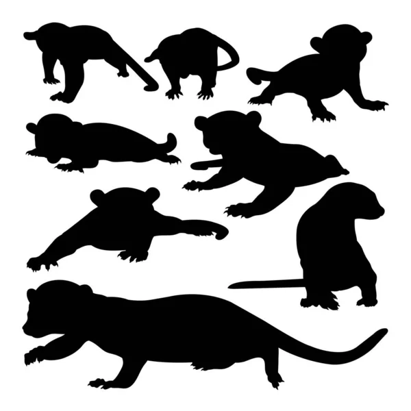 Kinkajou Állati Sziluettek Használata Szimbólum Logó Web Ikon Kabala Jel — Stock Vector