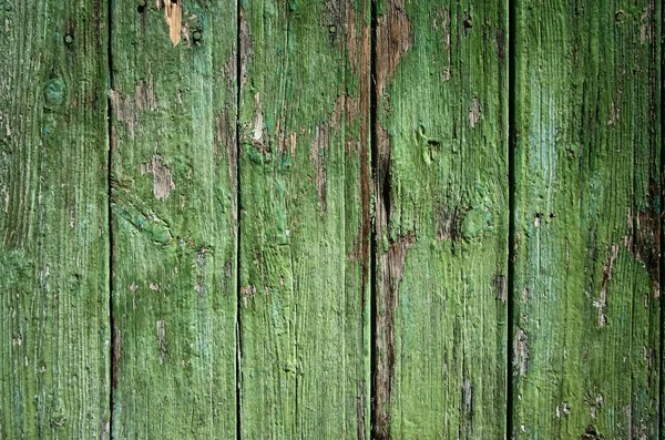 Rustic Weathered Wooden Planks Old Green Fence Worn Wood Texture — Stock Photo, Image