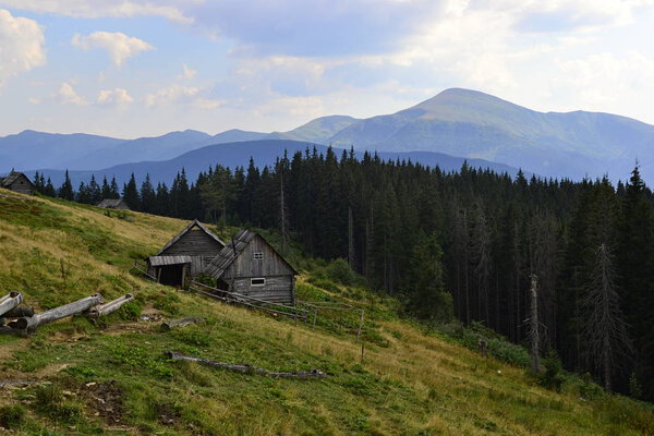 Old wooden hut of shepherds (cowherd