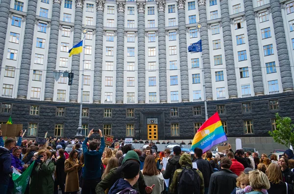 Kiev Ucrânia Setembro 2019 Povo Ucraniano Reúne Protestos Contra Mudanças — Fotografia de Stock