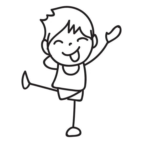 Ручной Рисунок Персонажа Мультфильма Счастливый Ребенок Абстрактные Люди Понятие Счастья — стоковый вектор