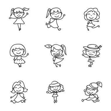 El çizim karikatür mutlu çocuklar vektör çizim