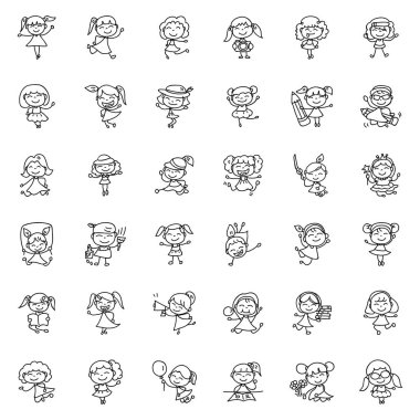 El çizim karikatür mutlu çocuklar vektör çizim