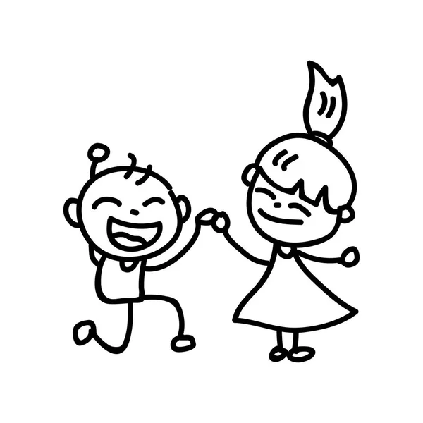 Dessin à la main dessin animé abstrait heureux gens famille bonheur conc — Image vectorielle