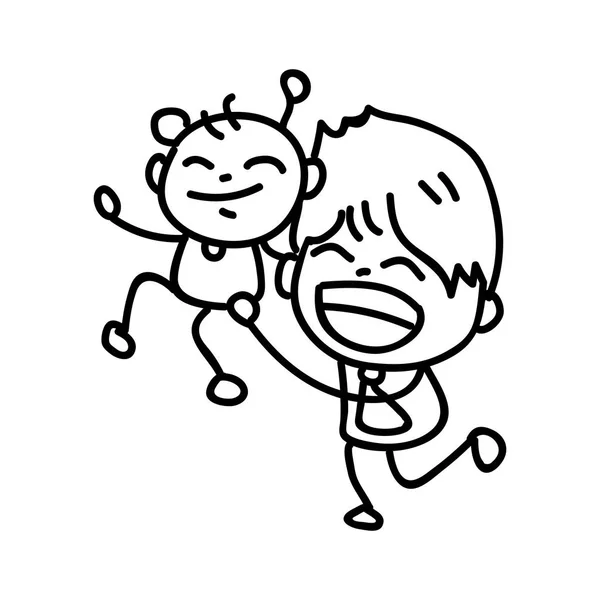 Mano disegno astratto cartone animato felice persone famiglia felicità conc — Vettoriale Stock