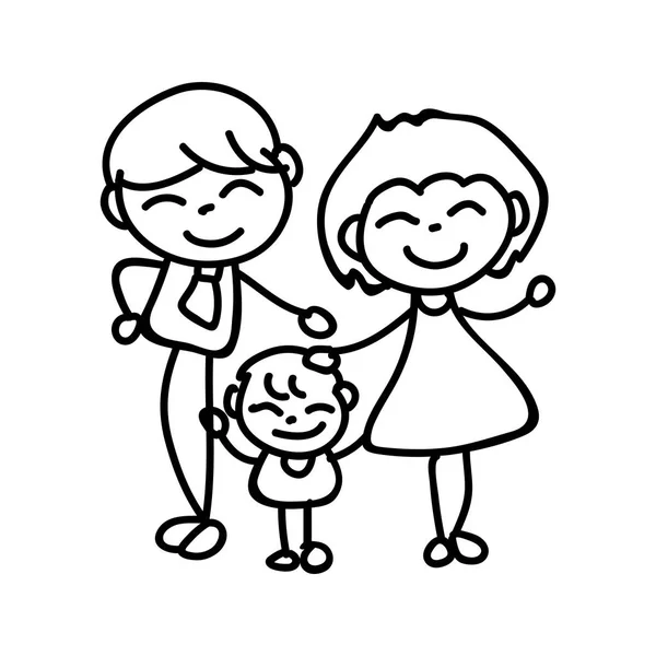 Hand drawing abstract cartoon happy people family happiness conc — Stock Vector