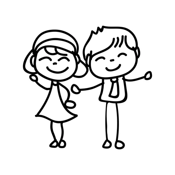Χέρι σχέδιο αφηρημένη γελοιογραφία χαρούμενοι άνθρωποι την ευτυχία της οικογένειας conc — Διανυσματικό Αρχείο