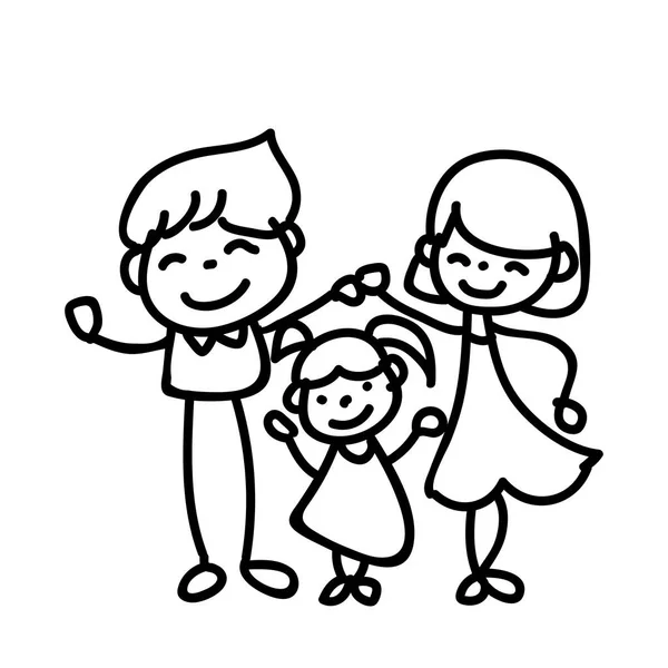 Mano disegno astratto cartone animato felice persone famiglia felicità conc — Vettoriale Stock