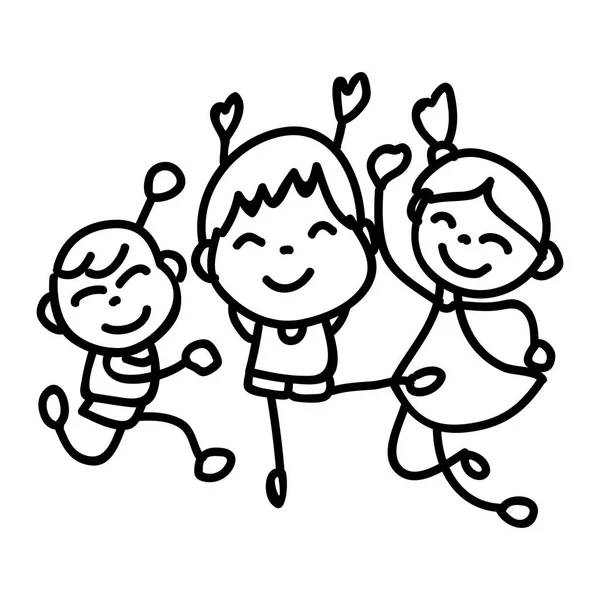 Hand drawing abstract cartoon happy people family happiness conc — Stock Vector