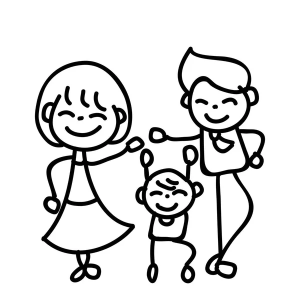 Gambar tangan kartun abstrak bahagia orang kebahagiaan keluarga conc - Stok Vektor