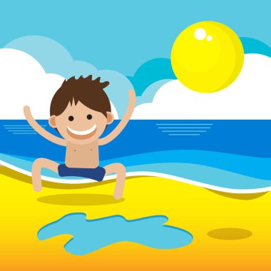 Mutluluk ve tatil arka plan Yaz vektör illüstrasyon kavramı. Eps 10