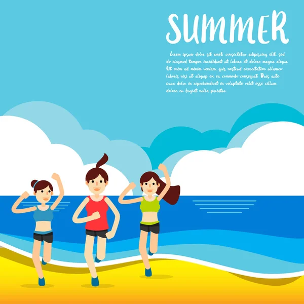幸福と休日の背景の夏のベクトルイラストコンセプト エプス — ストックベクタ