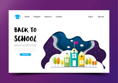 Web tasarımı kapak sayfası çizim grafik düz tasarım sanatı için okul öğrenim iniş sayfasına