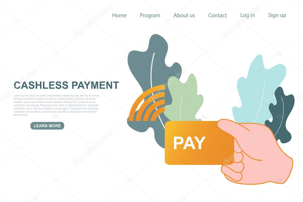 Contactless, cashless payment buying illustration. Digital disruption, social distancing, new normal concept prevention and protection for reopening after covid-19, coronavirus outbreak. Website landing page. Abstract illustration vector.
