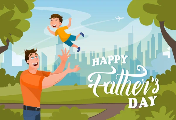 Feliz Día del Padre Vector Banner Personaje de dibujos animados — Vector de stock