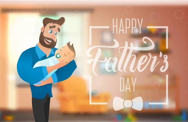 Glad fäder dag Banner med seriefigurer. — Stock vektor