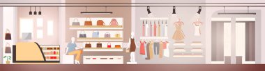 Kadın giysileri Boutique Showroom veya vitrin vektör