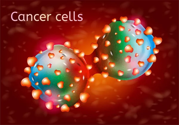 Sel Kanker Terbagi dalam Vektor Realistik Darah - Stok Vektor
