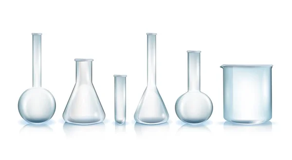 Types of Laboratory Glassware Realistic Vector — Stock Vector