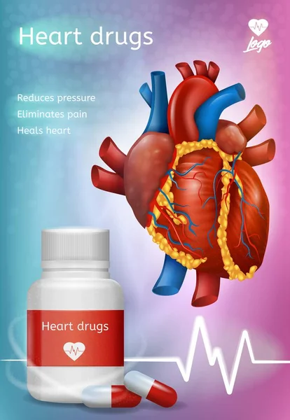 Hart Drugs realistische Vector promotie Poster — Stockvector