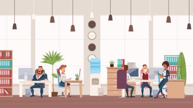 People Work in Office. Vector Illustration. clipart