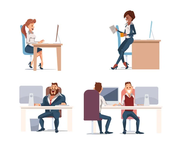 Die Leute arbeiten im Büro. Vektorillustration. — Stockvektor