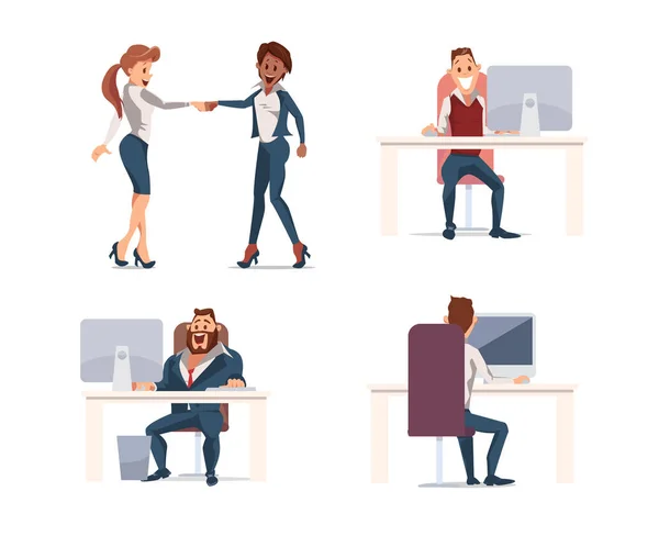 Les gens travaillent au bureau. Illustration vectorielle . — Image vectorielle