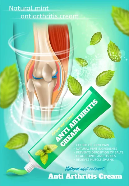 Crema Anti Artritis con Banner Promoción de Menta — Vector de stock