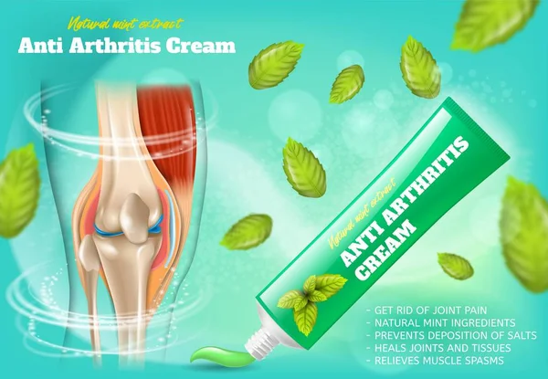 Banner promocional natural del vector de la crema de la artritis anti — Vector de stock
