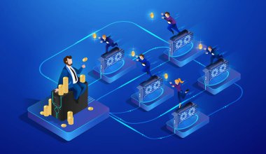 Cryptocurrency incelemesi. Vektör çizim.