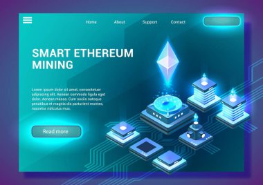 Akıllı Ethereum incelemesi. Vektör çizim.