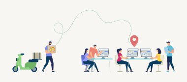 Online Pizza sipariş. Vektör çizim.