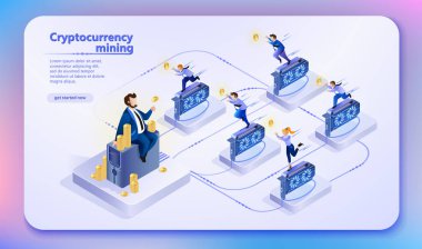 Cryptocurrency incelemesi. Vektör çizim.