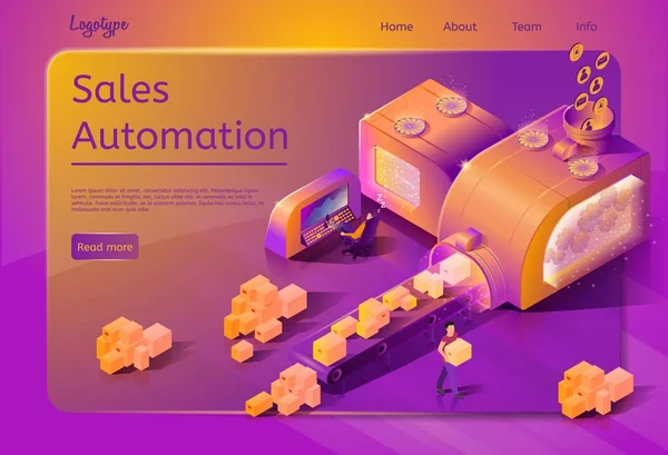 Modèle de page Web vectoriel de service d'automatisation des ventes — Image vectorielle