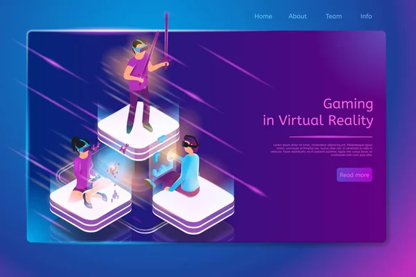 Juego en línea en realidad virtual Vector Web Banner — Vector de stock