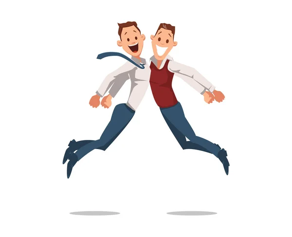 Щасливі офісні працівники стрибають. Векторна ілюстрація . — стоковий вектор