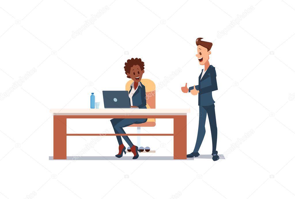 People Work in Office. Vector Illustration.