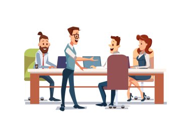 İnsanlar iş ofiste. Vektör çizim.