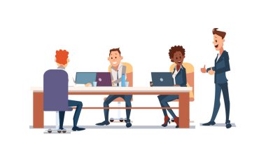 İnsanlar iş ofiste. Vektör çizim.