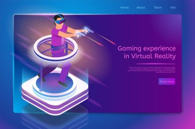 Full Immersion in 3d Gaming Vector Web Banner clipart