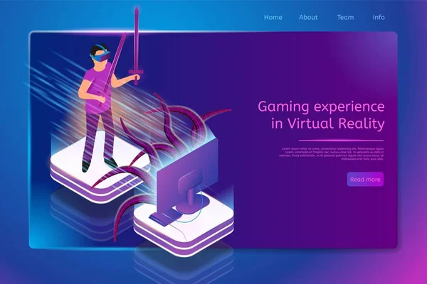 Usługi Online Virtual Gaming izometryczny bannery — Wektor stockowy