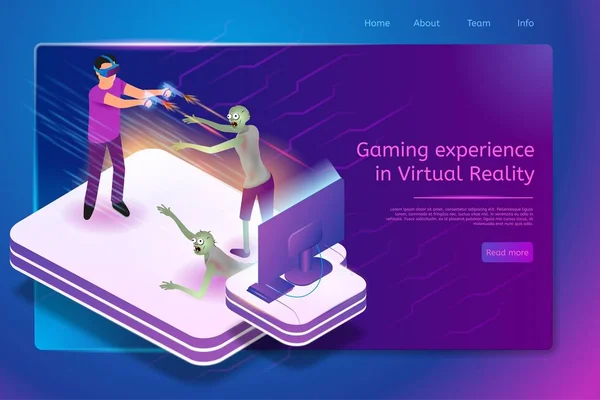Baneru internetowego izometryczny Vector usługa Virtual Gaming — Wektor stockowy