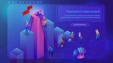 Mali Analytics takım çalışması vektör Web Banner