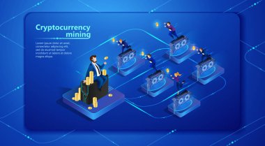 Cryptocurrency incelemesi. Vektör çizim.