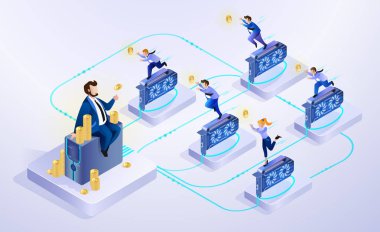 Cryptocurrency incelemesi. Vektör çizim.