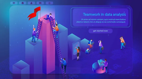 财务分析团队合作向量 Web 横幅 — 图库矢量图片