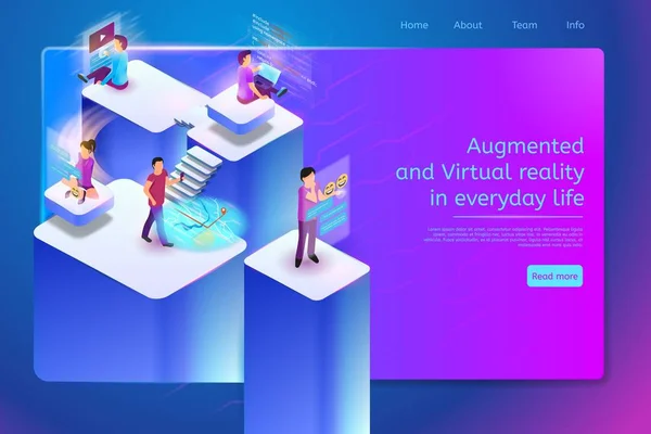 Realidade Virtual Página Web do Hub de Serviços Diários —  Vetores de Stock