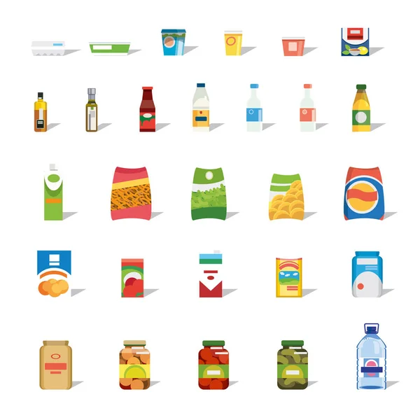 大集合食品和饮料平面向量图标 — 图库矢量图片