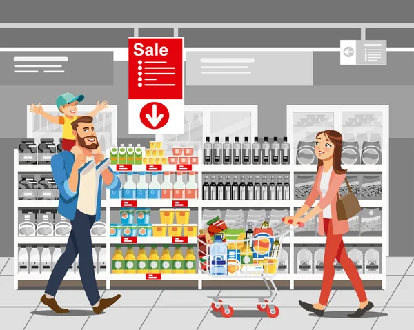 Shopping Food on Sale Cartoon Vector Concept — Stock Vector